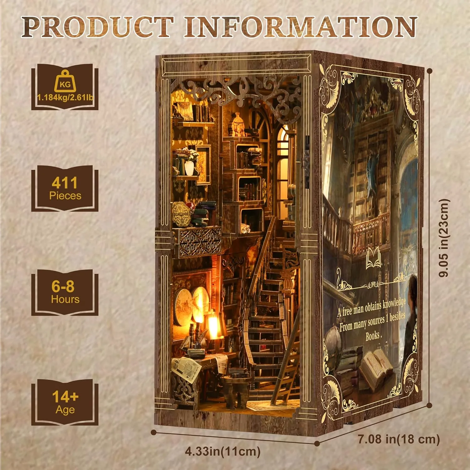 CRIOLPO Book Nook Kits for Adults - Book Nook Kit Bookshelf Decor DIY Miniature House Kit for Bookshelf - Craft Kits for Adults Booknook Model Kits Tiny House Arts and Crafts