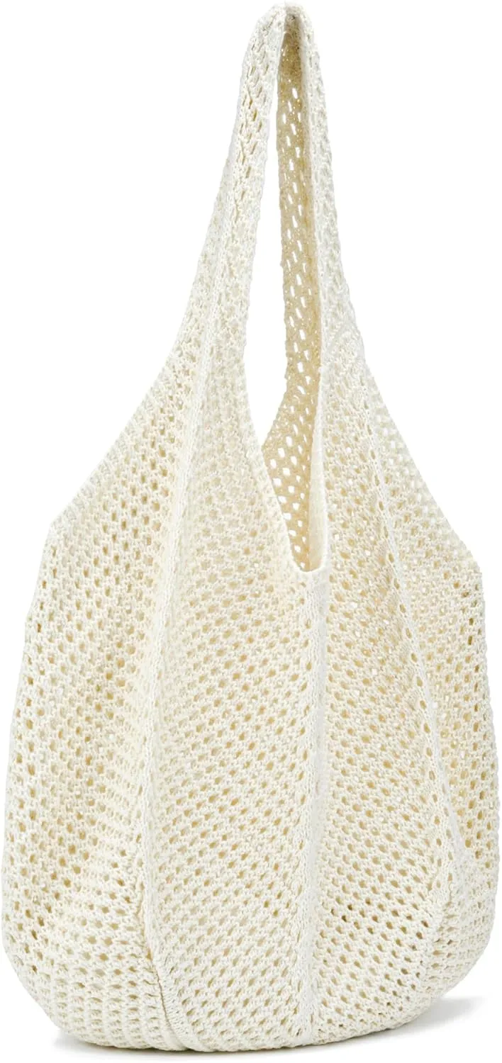 Crochet Tote Bag for Women Summer Beach Mesh Woven Shoulder Handbags Boho Knit Bag
