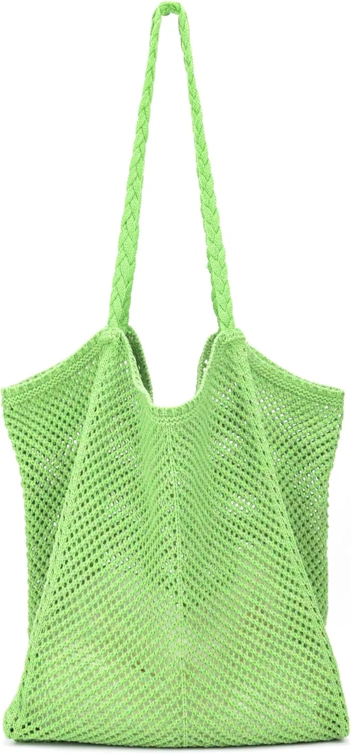 Crochet Tote Bag for Women Summer Mesh Beach Knit Bag Shoulder Handbags Woven Aesthetic Boho Bag