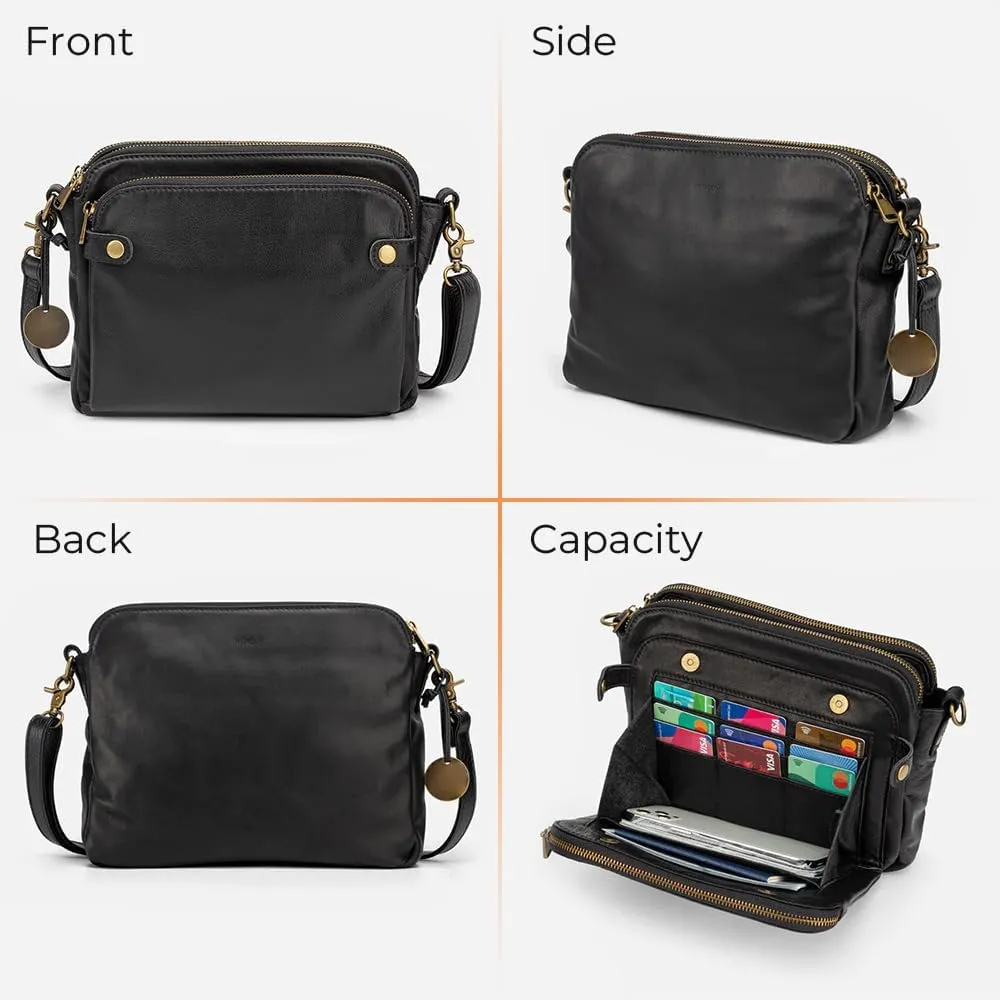 Crossbody Leather Shoulder Bags and Clutches, Women's Crossbody Handbags with Adjustable Strap, Multiple Compartments