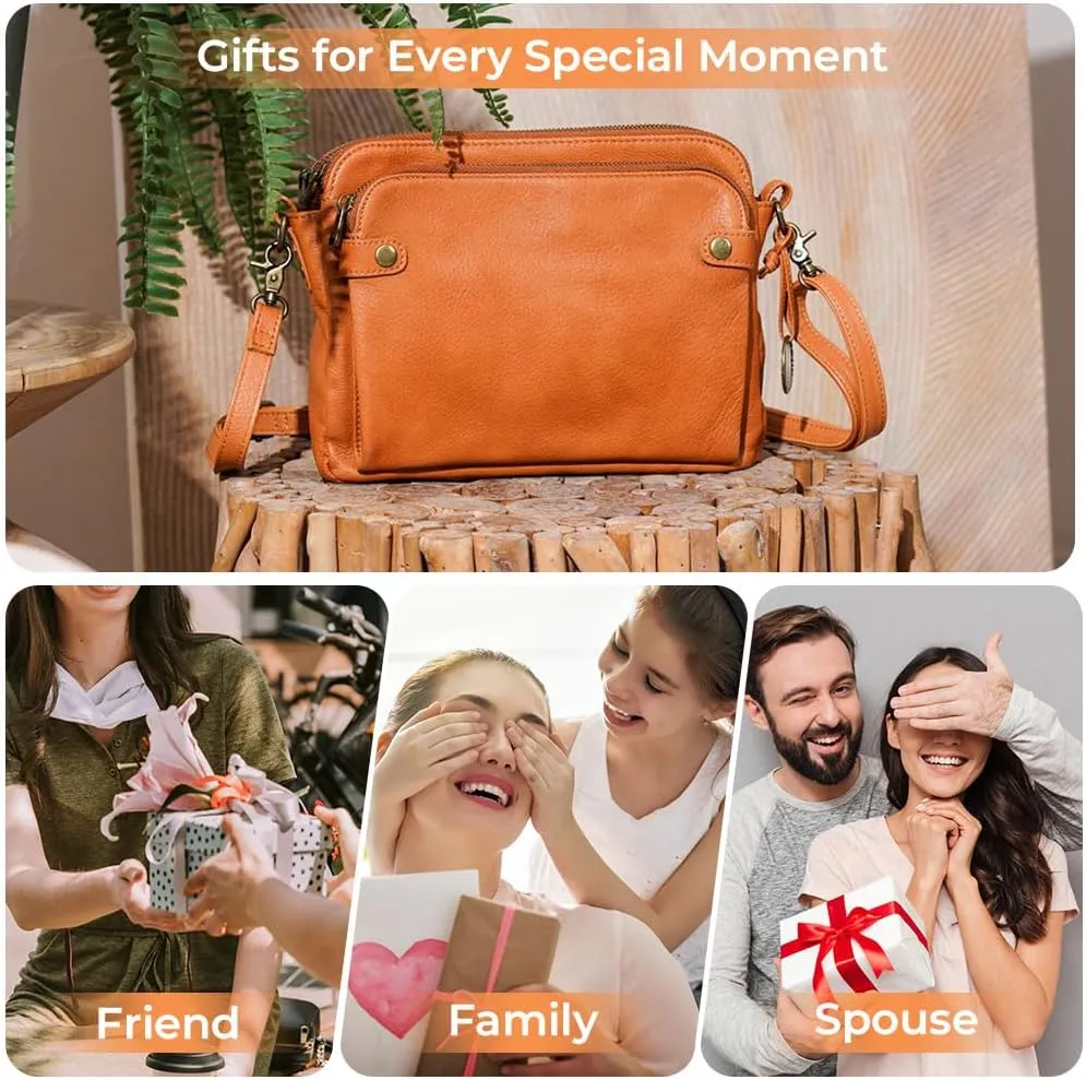 Crossbody Leather Shoulder Bags and Clutches, Women's Crossbody Handbags with Adjustable Strap, Multiple Compartments