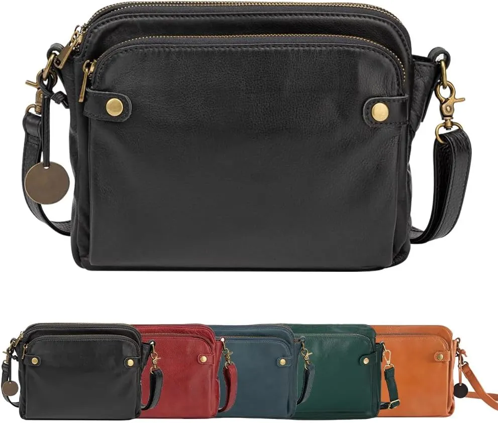 Crossbody Leather Shoulder Bags and Clutches, Women's Crossbody Handbags with Adjustable Strap, Multiple Compartments