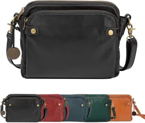 Crossbody Leather Shoulder Bags and Clutches, Women's Crossbody Handbags with Adjustable Strap, Multiple Compartments
