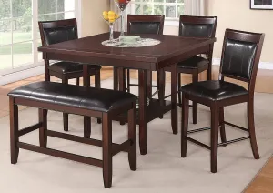 Crown Mark Fulton Dark Brown Wood/Faux Leather Counter Height Bench