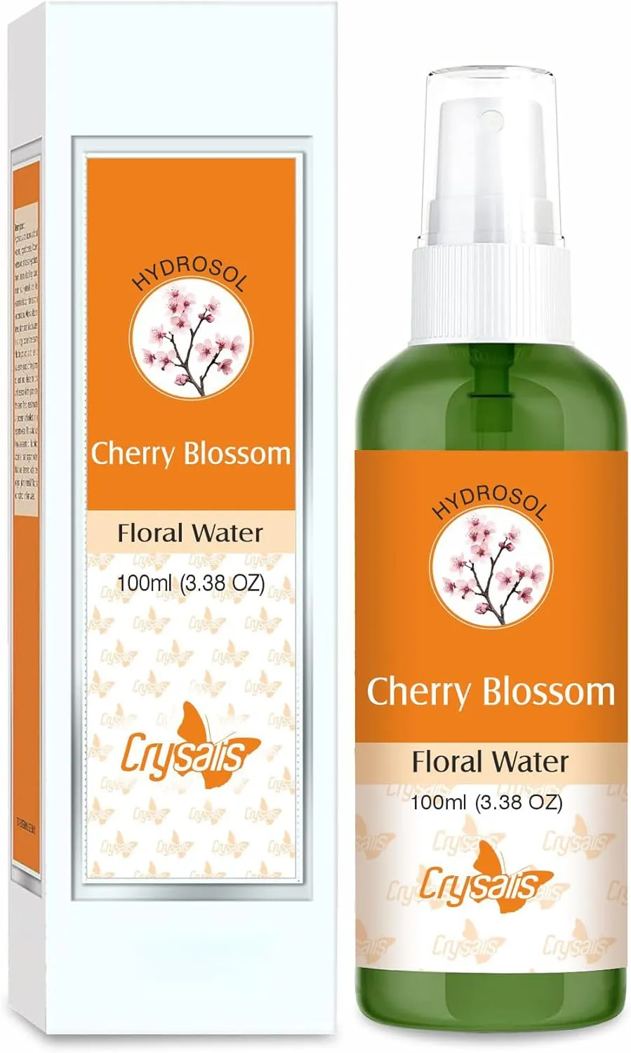 Crysalis Cherry Blossom Hydrosol | Cosmetic Grade Floral Water for Skin & Hair Formulations | Ideal for Toners, Mists, Lotions, and DIY Products – 100 ml / 3.38 Fl Oz