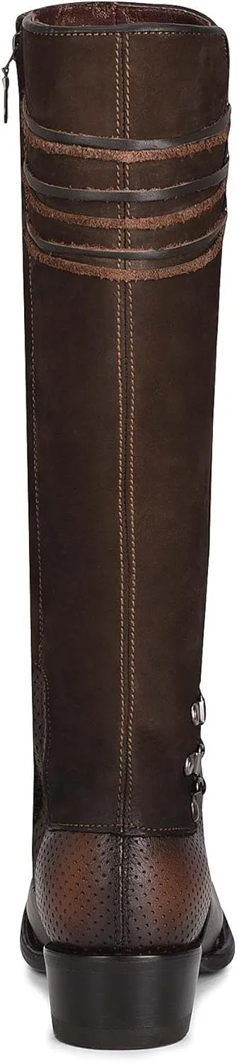 Cuadra Women's Tall Boot in Genuine Leather with Zipper Brown