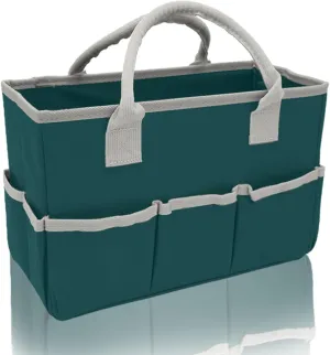 Cupohus Art Organizer Craft Storage Tote Bag with Pockets and Hadles, Oxford Fabric Carrying Caddy for Teacher, Officer, Artist, Traveler, and more – Dark Green