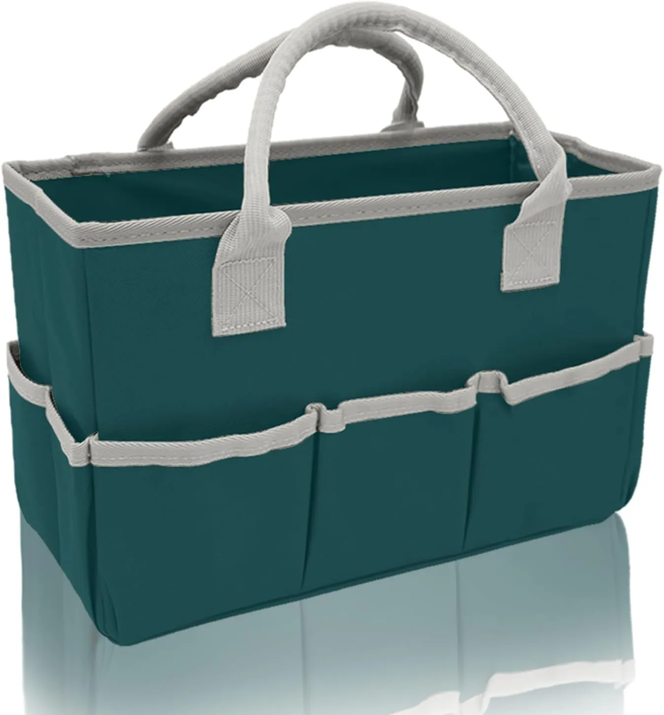Cupohus Art Organizer Craft Storage Tote Bag with Pockets and Hadles, Oxford Fabric Carrying Caddy for Teacher, Officer, Artist, Traveler, and more – Dark Green