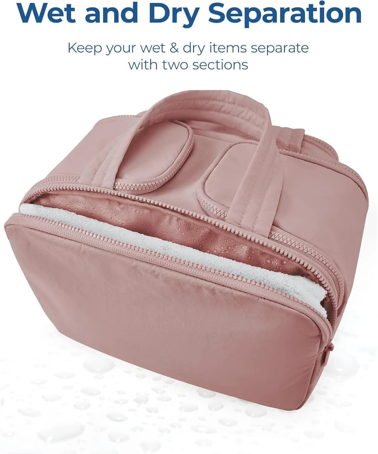 Cureaway Travel Cosmetic Bag, Cureaway Large Capacity Wide-Open Travel Cosmetic Bag, Curetoaway Toiletry Bag for Women with Divider and Handle, Lightweight Waterproof (Black)