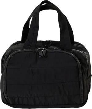 Cureaway Travel Cosmetic Bag | Large Capacity Waterproof Toiletry Organizer with Dividers | TSA-Friendly Travel Bag for Women Men | Portable Open-Flat Design, Hanging Hook (Black)