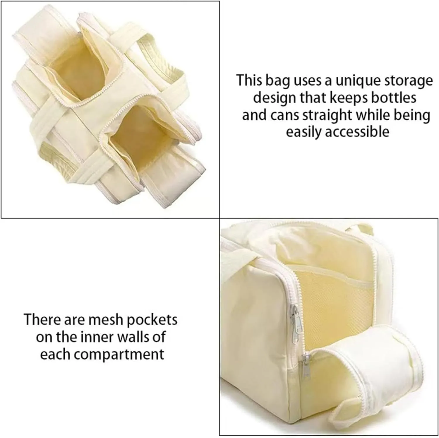 Cureaway Travel Cosmetic Bag, Large Capacity Wide-Open Cosmetic Bag, 4 In 1 Waterproof Portable With Compartments And Handles For Women's Travel Storage (Creamy White)