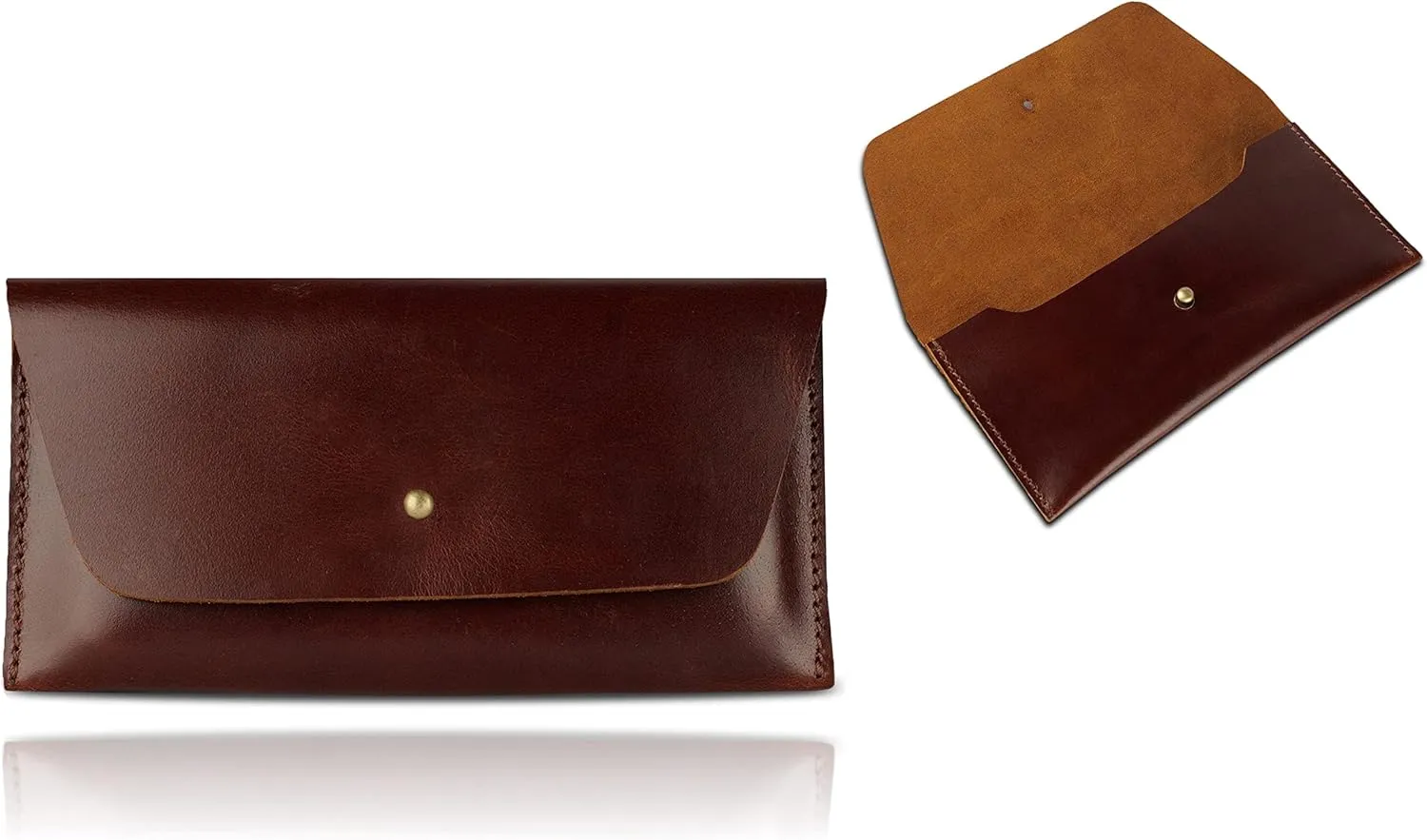 Currency Pouch, Coin Purse, Paper Money Pouch and Credit Card Holder, Leather Retro Clutch Wallet for Men and Women, Cash Organiser Envelope, Mini Wallet for Travel (Brown, 8x4 inch)