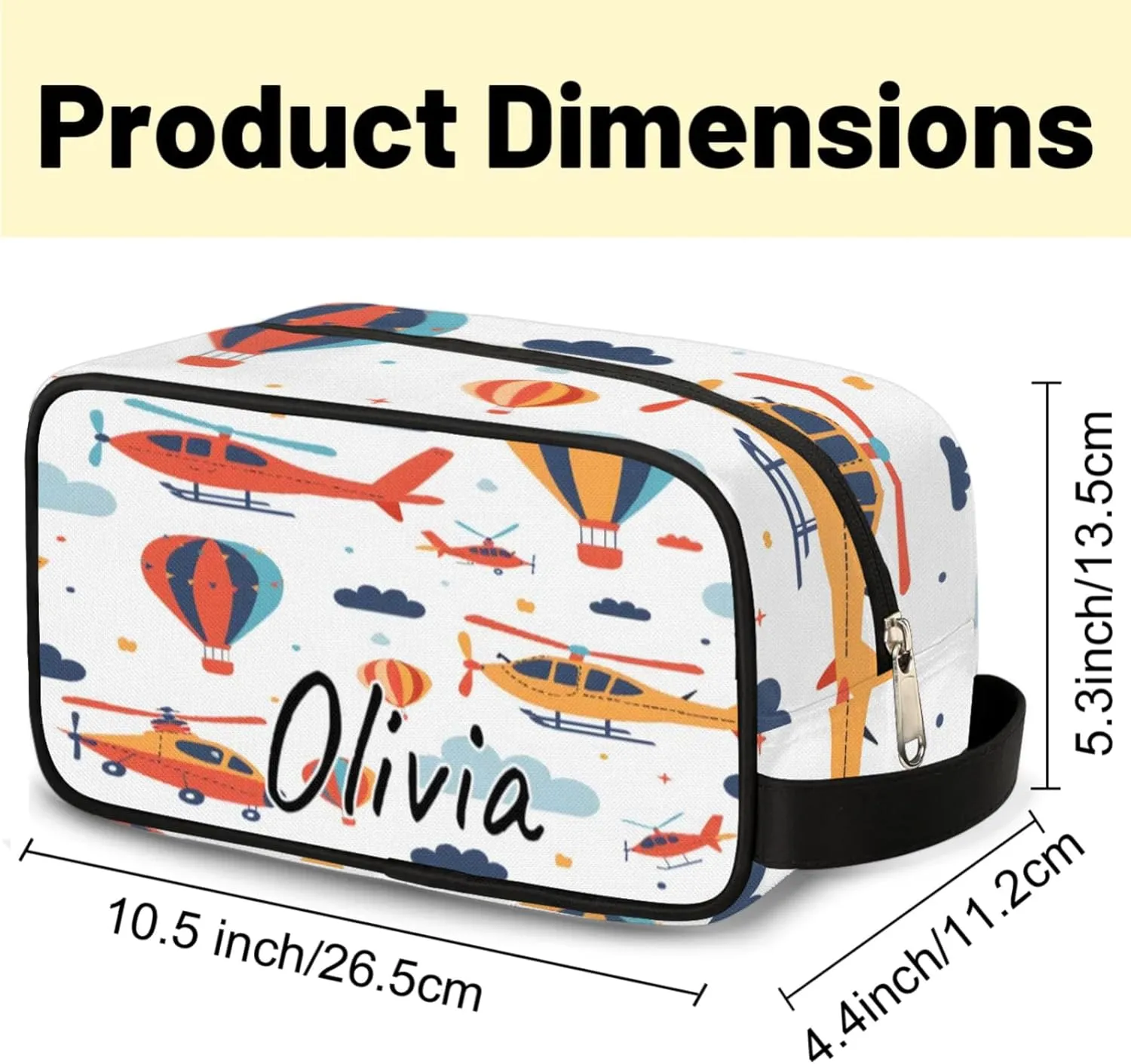 Custom Airplane Plane Makeup Bag with Name Personalized Waterproof Toiletry Bag Customized Aircraft Fighter Cosmetic Bag for Women Men
