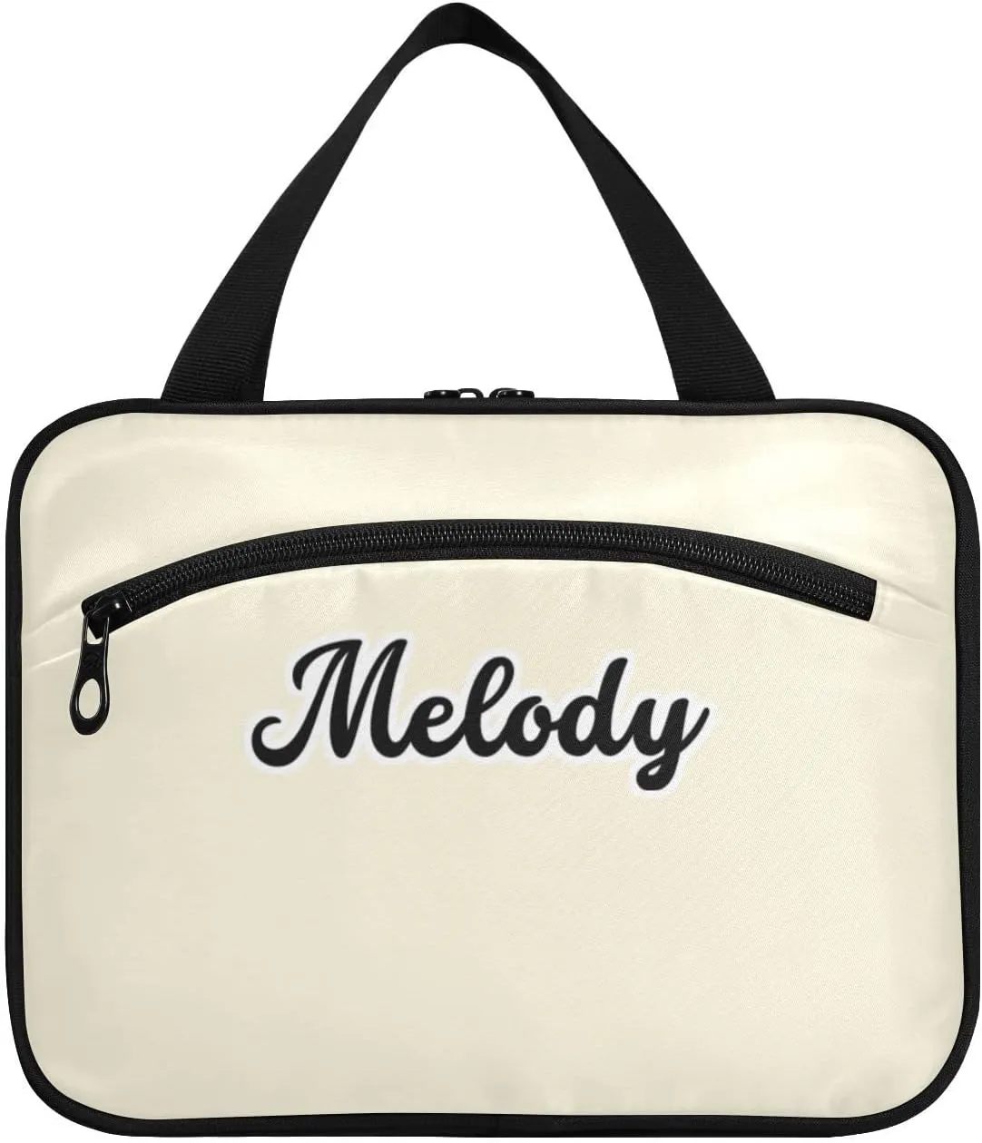 Custom Beige Hanging Cosmetic Bags for Women Personalized Travel Toiletry Bag Large Waterproof Make Up Organizers And Storage Customized Portable Makeup Organizer for Toiletries Beauty,L