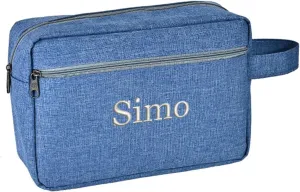 Custom Embroidered Minimalist Toiletry Bag for Men & Women - Lightweight Cationic Fabric Travel Organizer, Shaving Bag,Perfect for Groomsmen Gifts & Personalized Use (1, Blue)