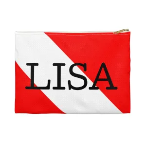 Custom  Scuba Diver Down Flag Accessory Pouch