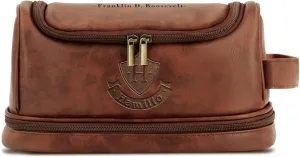 Customized Waterproof Leather Toiletry Bag - Personalized Dopp Kit for Men with Engraved Name/Logo - Ideal Travel Organizer for Husband Boyfriend Dad - Perfect for Wedding, Father's Day, Anniversary