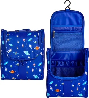 Cute Cartoon Hanging Kids Toiletry Bag Children Travel Cosmetic Makeup Organizer Wash Bag Shower bag Over Night Bag Camping Shaving Kit Bag for Boys & Girls (Astronaut)