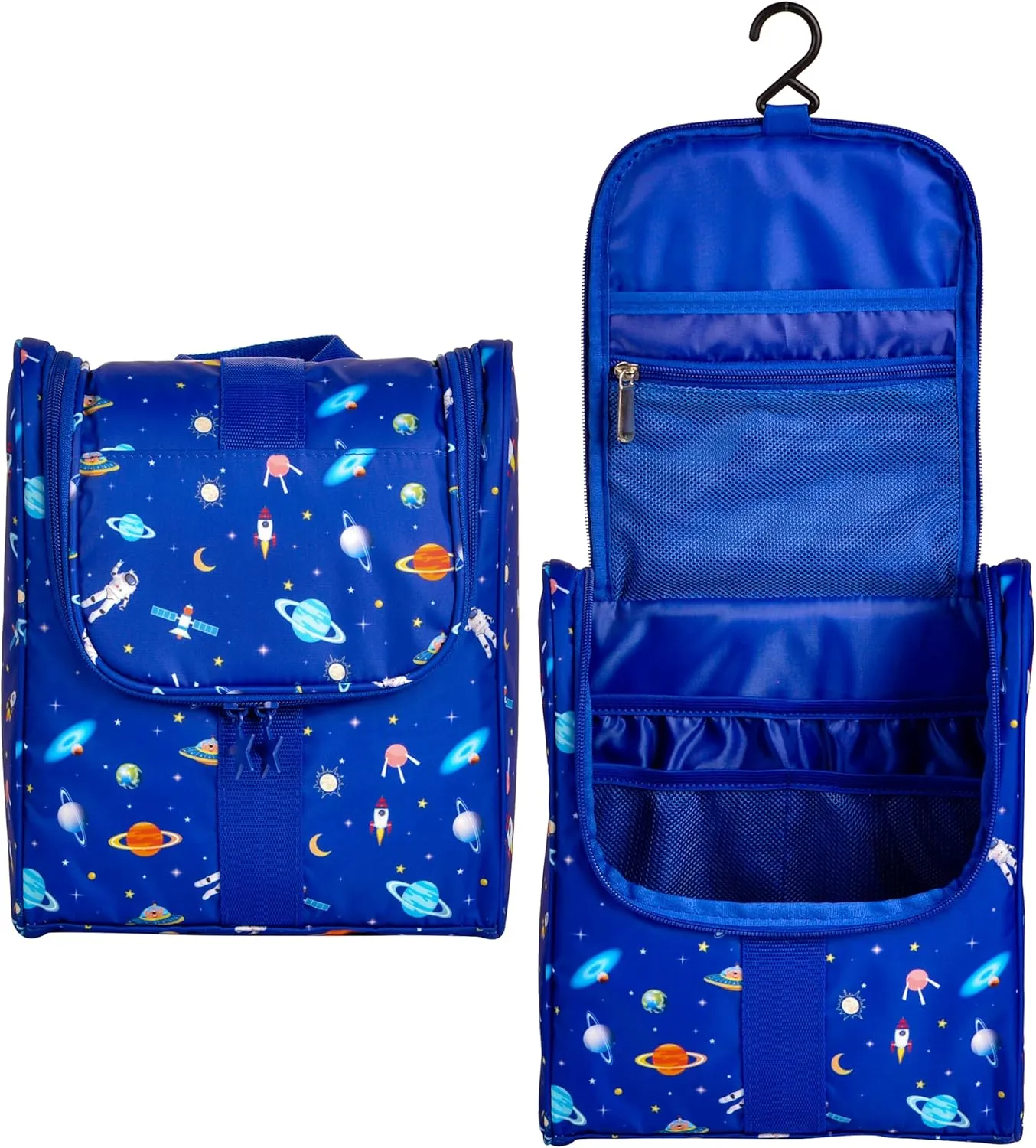 Cute Cartoon Hanging Kids Toiletry Bag Children Travel Cosmetic Makeup Organizer Wash Bag Shower bag Over Night Bag Camping Shaving Kit Bag for Boys & Girls (Astronaut)