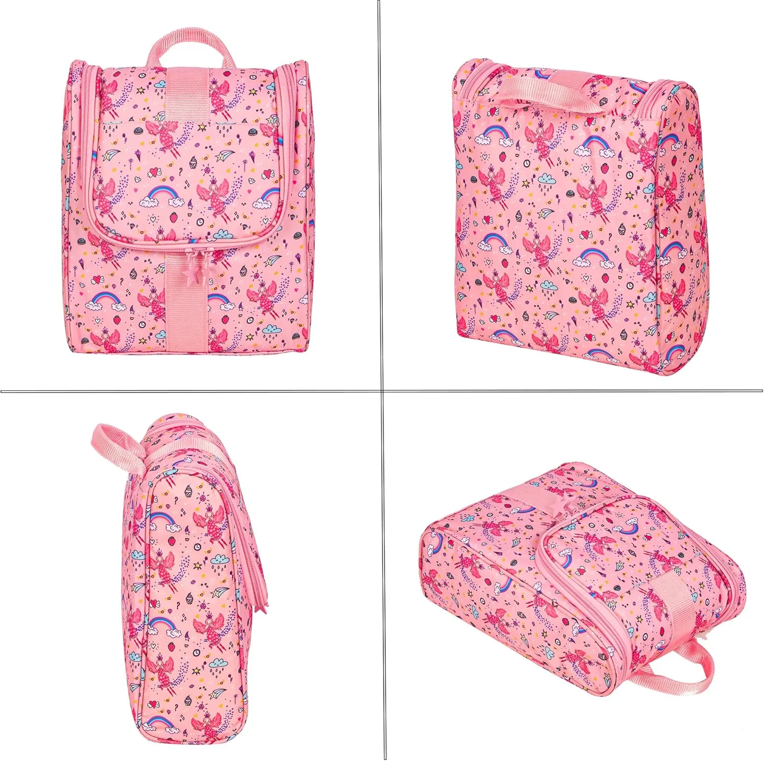 Cute Cartoon Hanging Kids Toiletry Bag Children Travel Cosmetic Makeup Organizer Wash Bag Shower bag Over Night Bag Camping Shaving Kit Bag for Boys & Girls(Fairy)