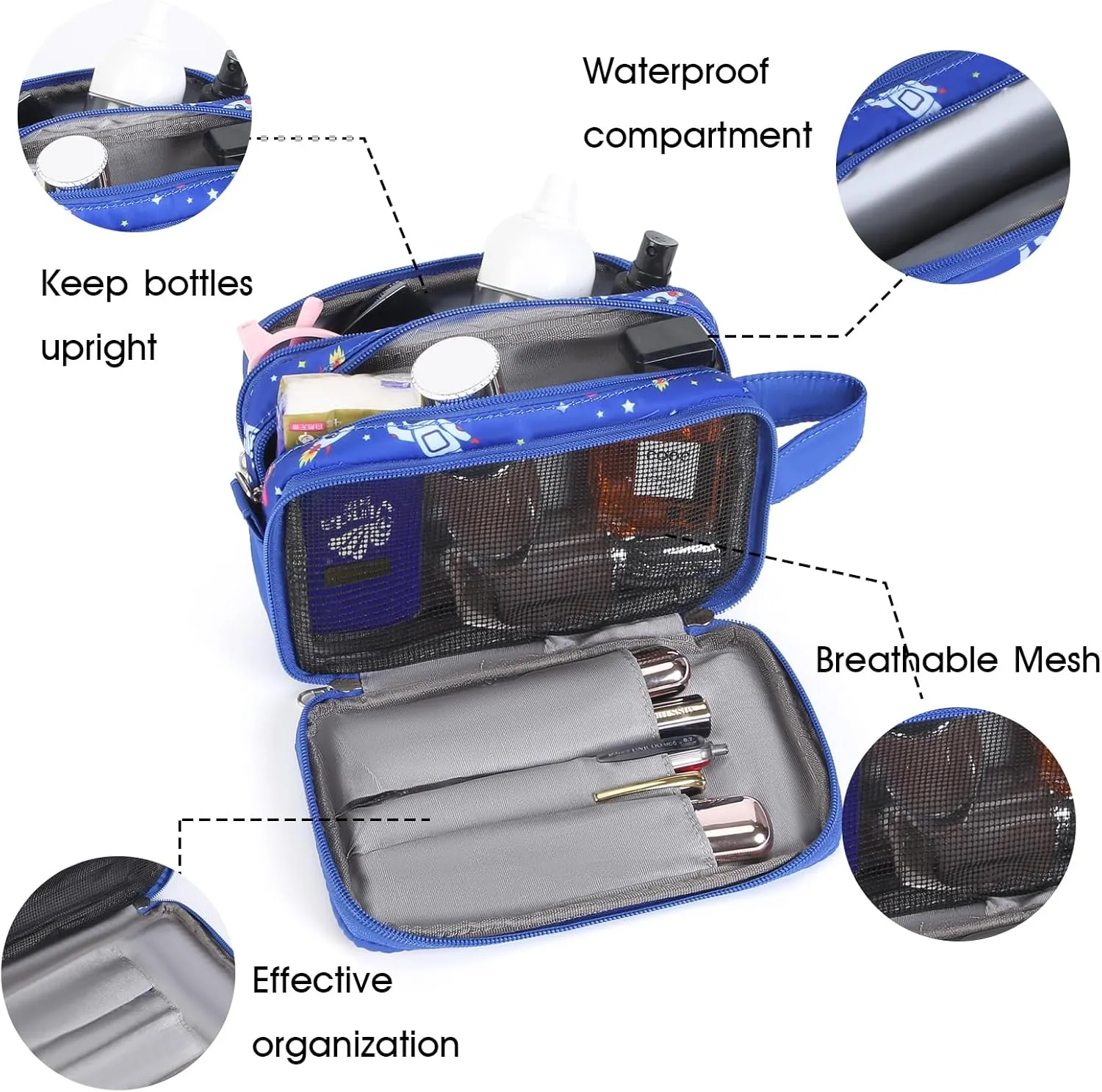 Cute Kids Toiletry Bag for Boys, Toddler Travel Makeup Bag Cosmetic Bag for Toddler Boys Gift