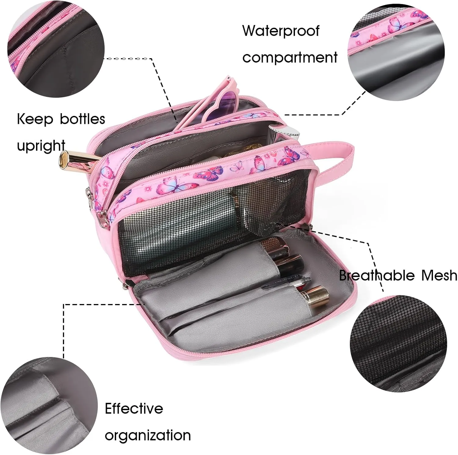 Cute Kids Toiletry Bag for Girls, Toddler Travel Makeup Bag Cosmetic Bag for Toddler Girls Gift
