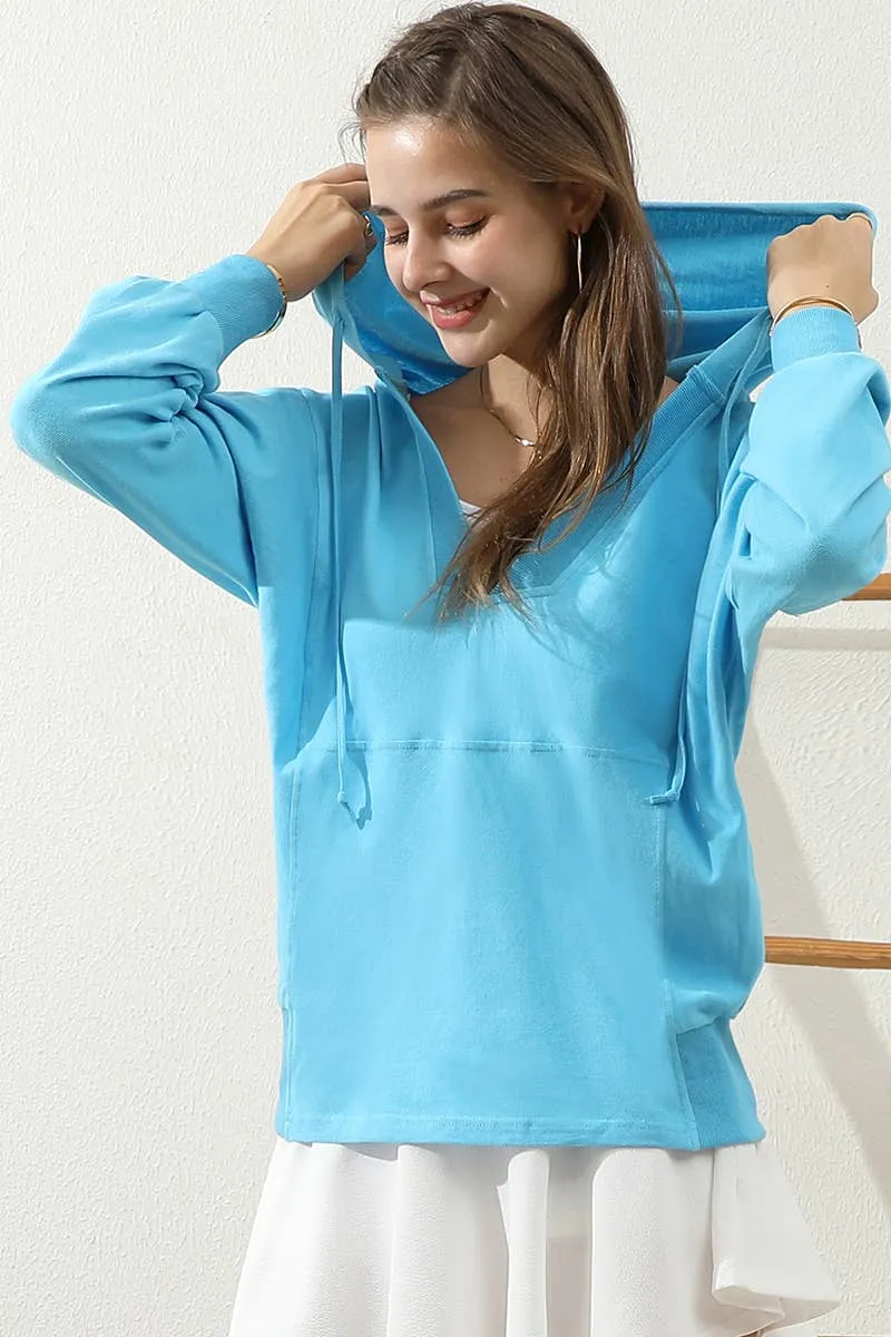 CWTTL1451_Basic Lightweight Pullover Hoodie Sweatshirt: NAVY / (L) 1