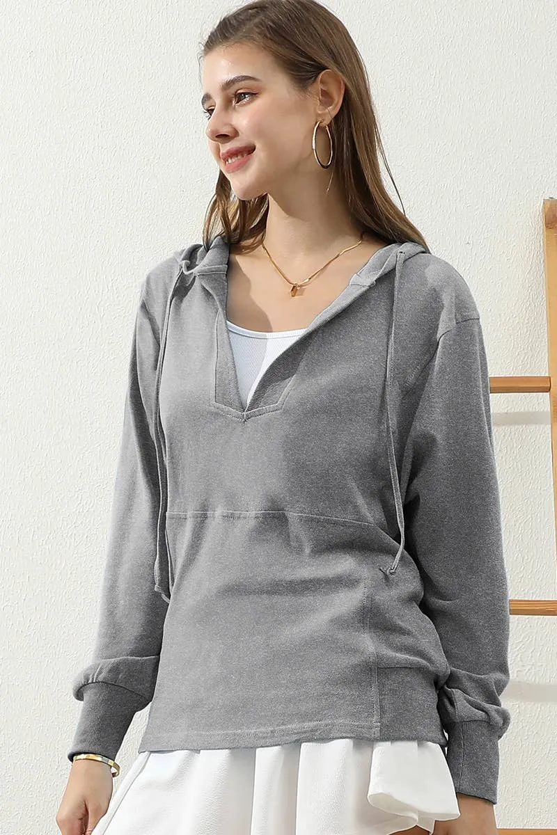 CWTTL1451_Basic Lightweight Pullover Hoodie Sweatshirt: NAVY / (L) 1