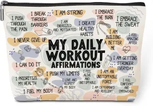 Daily Affirmations for Women Makeup Bag Workout Gifts for Women Encouragement Inspirational Mental Health Gifts for Female Friend Coworker Birthday Friendship Mothers Day Nurse Day Travel Toiletry Bag