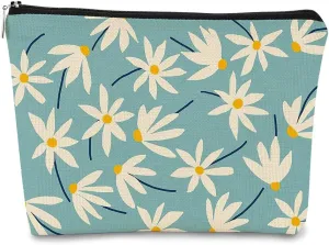Daisy Medium Makeup Bag,Spring Summer Flower Cosmetic Bag Best Gift Idea for Teen Girls Women,Birthday Christmas Gifts for Daughter Sister