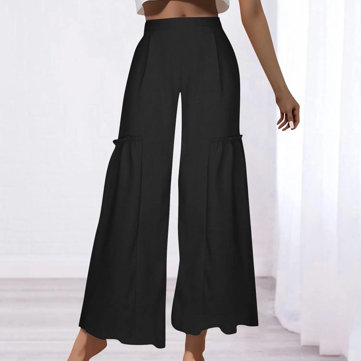 DASAYO Wide Leg Pants for Women Trendy High Waisted Palazzo Pants Dressy Casaul Flowy Trousers Spring Summer Fahsion 2025