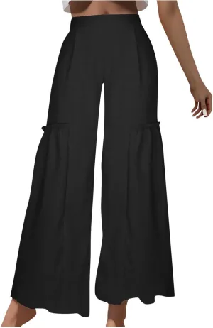 DASAYO Wide Leg Pants for Women Trendy High Waisted Palazzo Pants Dressy Casaul Flowy Trousers Spring Summer Fahsion 2025
