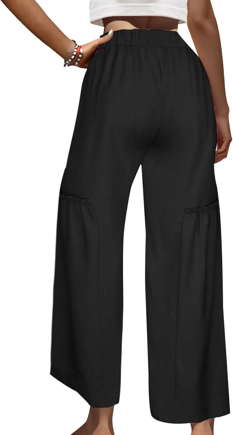 DASAYO Wide Leg Pants for Women Trendy High Waisted Palazzo Pants Dressy Casaul Flowy Trousers Spring Summer Fahsion 2025