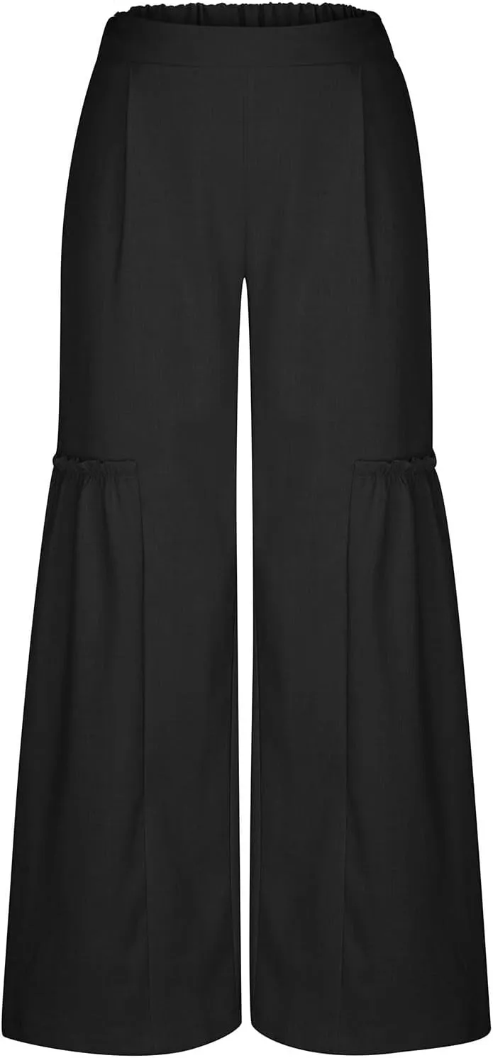 DASAYO Wide Leg Pants for Women Trendy High Waisted Palazzo Pants Dressy Casaul Flowy Trousers Spring Summer Fahsion 2025
