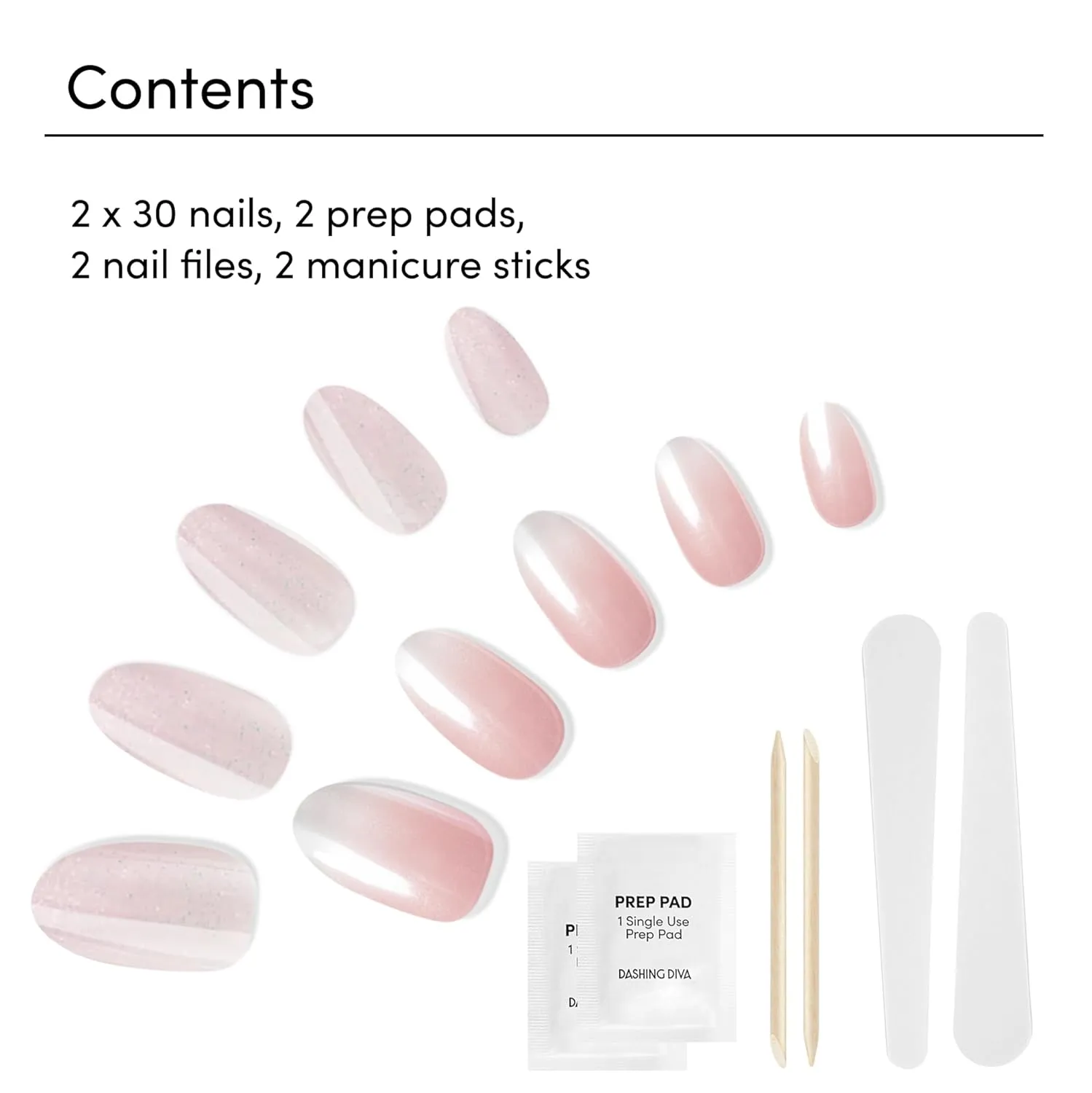 Dashing Diva Magic Press Premium Nail Bundle - Pretty Little Pinks Collection- Press On Nails- Pretty Thing & Rosewater Glaze Almond - Long Lasting Gel - Lasts Up to 7 Days - 2 Sets