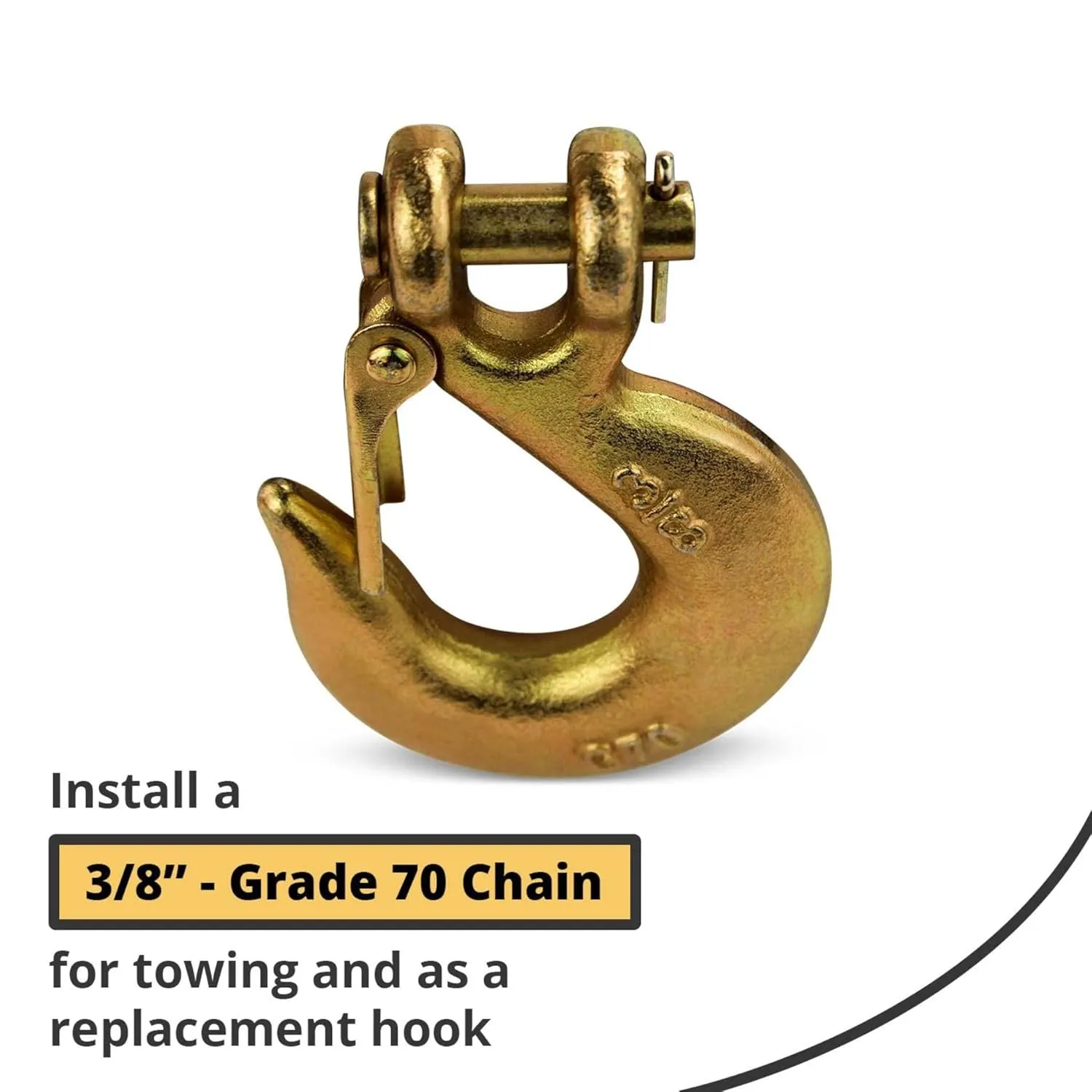 DC Cargo Mall - DC Cargo G70 Clevis Slip Hook with Safety Latch (Pack of 4) - 3/8 Inch Grade 70 Clevis Hooks - Heavy Duty for Trailer Truck Transport - 6,600 Lbs