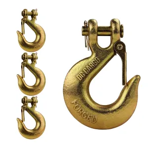 DC Cargo Mall - DC Cargo G70 Clevis Slip Hook with Safety Latch (Pack of 4) - 3/8 Inch Grade 70 Clevis Hooks - Heavy Duty for Trailer Truck Transport - 6,600 Lbs