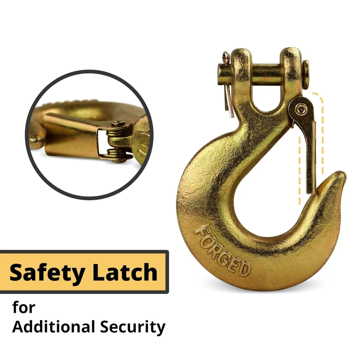 DC Cargo Mall - DC Cargo G70 Clevis Slip Hook with Safety Latch (Pack of 4) - 3/8 Inch Grade 70 Clevis Hooks - Heavy Duty for Trailer Truck Transport - 6,600 Lbs