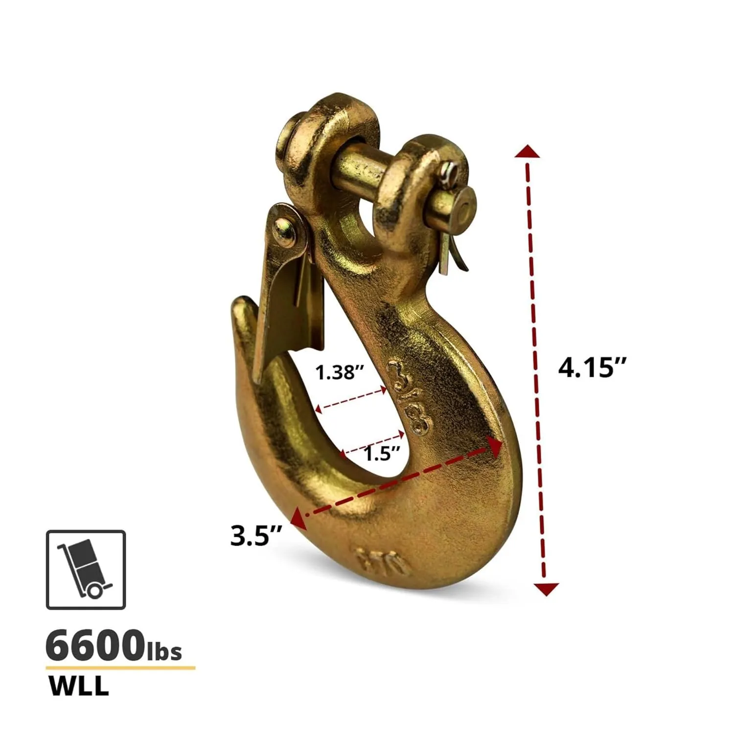 DC Cargo Mall - DC Cargo G70 Clevis Slip Hook with Safety Latch (Pack of 4) - 3/8 Inch Grade 70 Clevis Hooks - Heavy Duty for Trailer Truck Transport - 6,600 Lbs