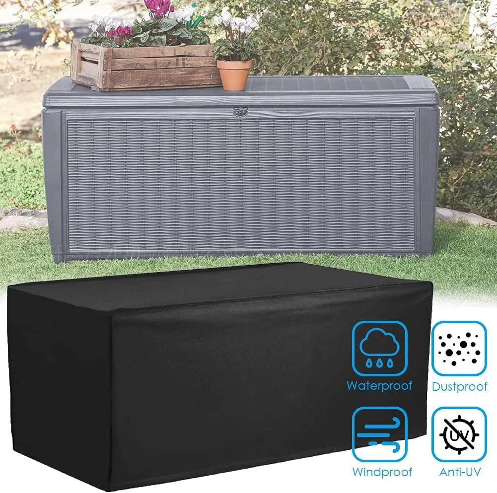 Deck Box Cover Waterproof Heavy Duty Patio Ottoman Cover All Weather Protection Outdoor Large Deck Cover Rectangular for Keter Suncast Lifetime