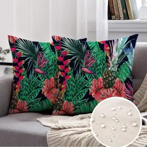Decorative Throw Pillow Covers 16x16 Set of 2 California Tropical Flowers Exotic Palm Modern Vintage Leaves Jungle Nature Spring Floral Hawaii Pillow Covers for Couch Sofa Outdoor Home Decor