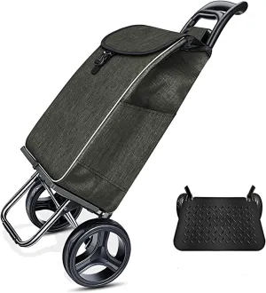 DELURA Folding Shopping Cart, Vegetable Cart, Small Cart, Household Folding Lightweight Bag, Shopping Trolley for The Elderly, Ultra-Light Trolley (Color : C)