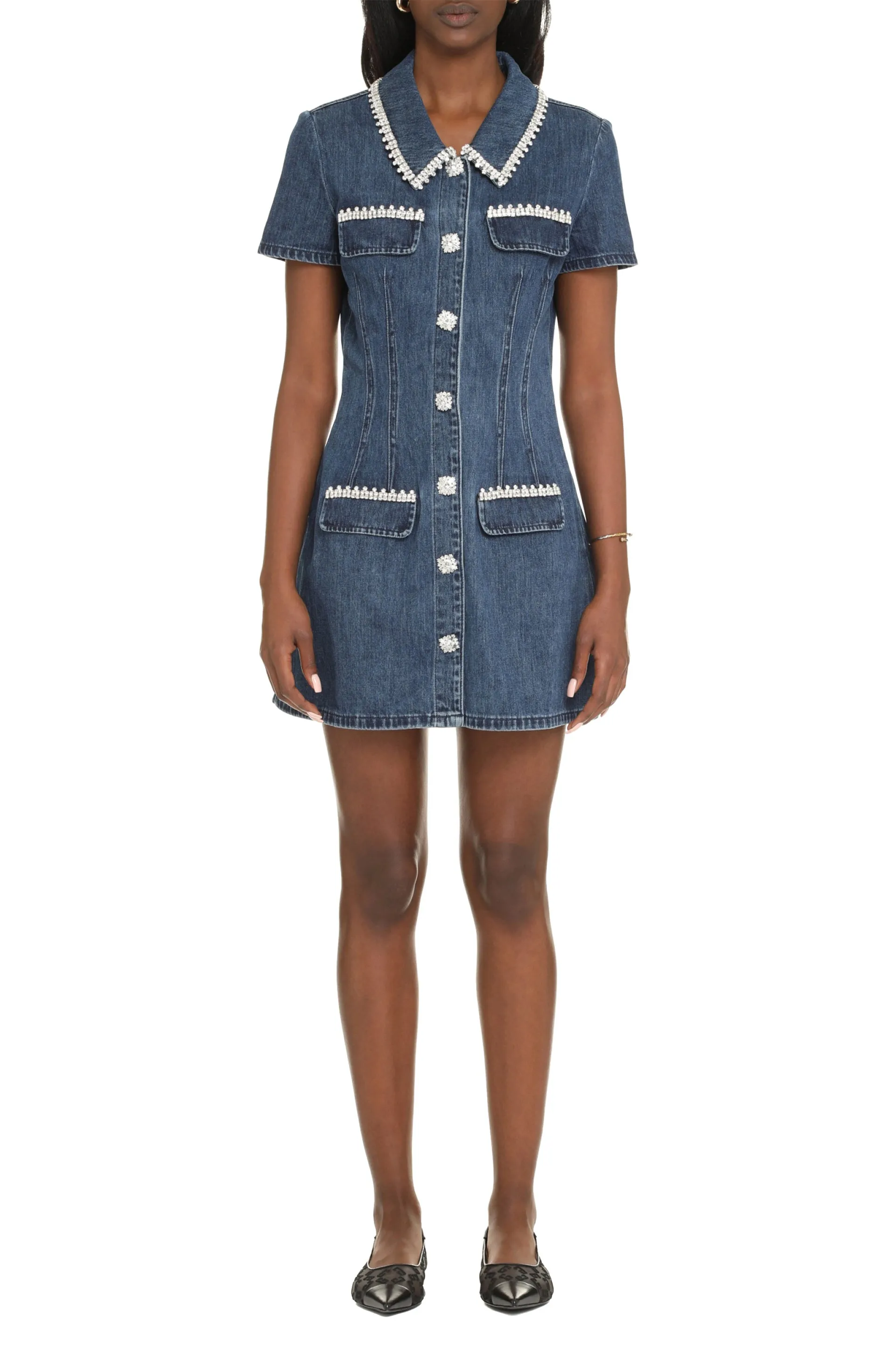 Denim embellished dress