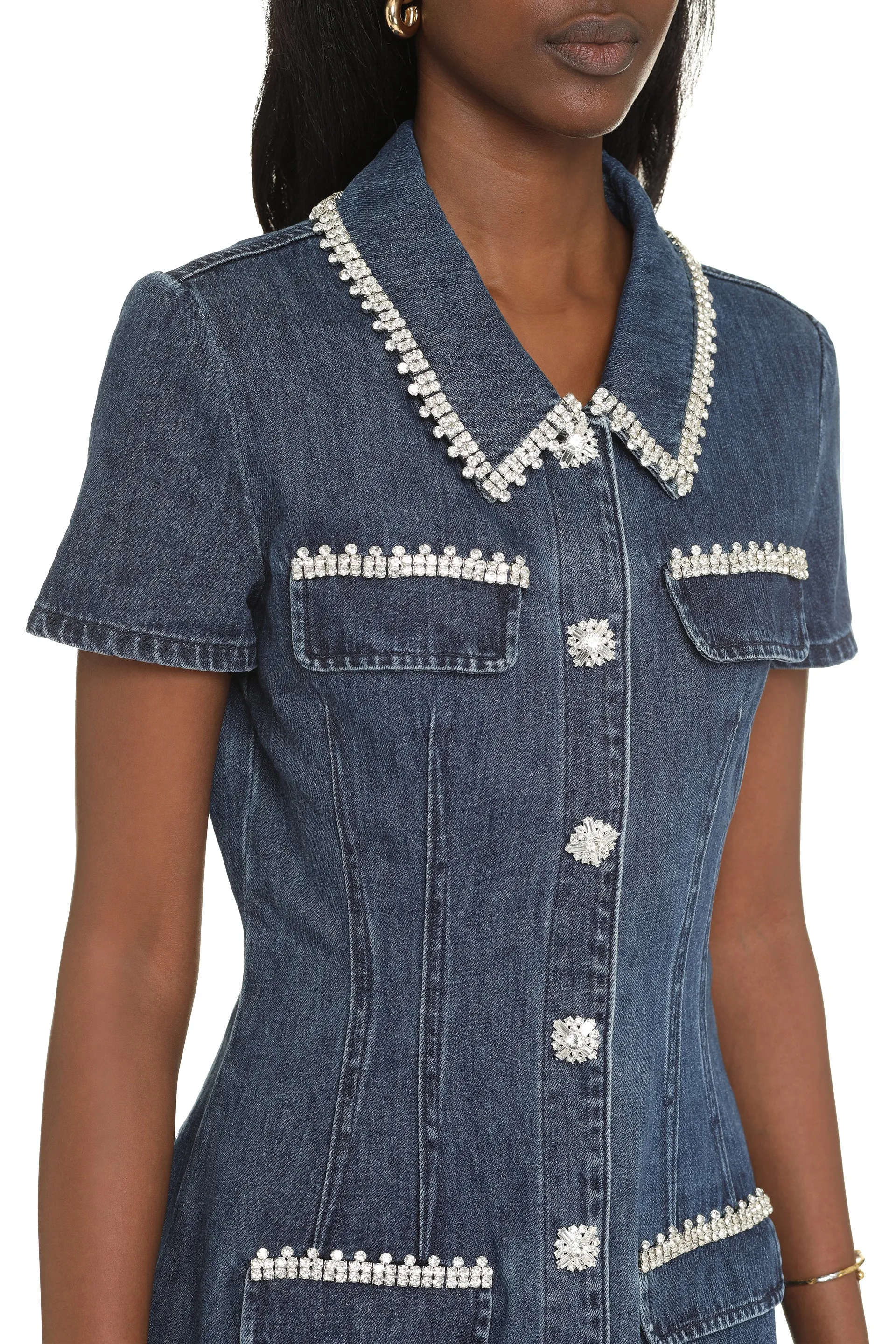 Denim embellished dress