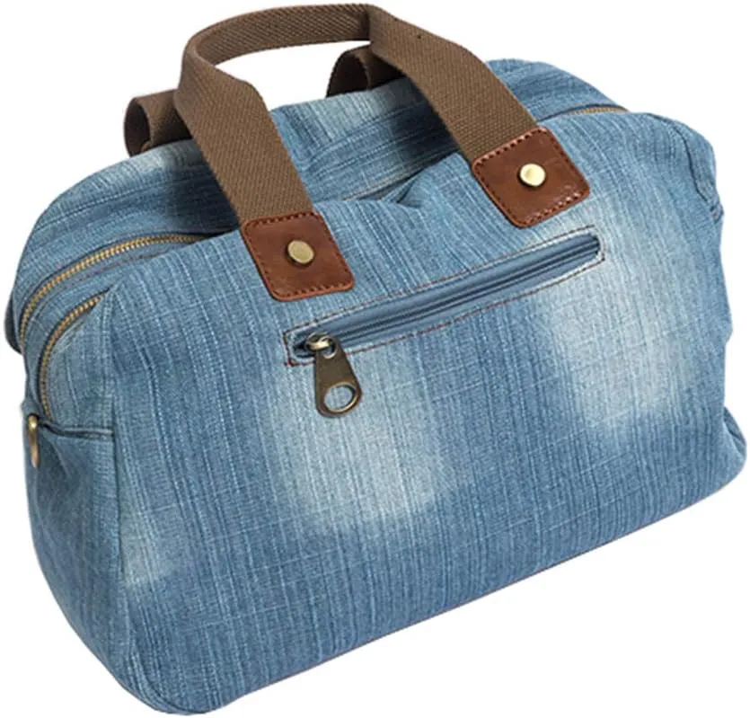 Denim Handbags for Women Jean Purse with Multiple Pockets Denim Blue Pocketbooks Tote Hobos Crossbody Bags