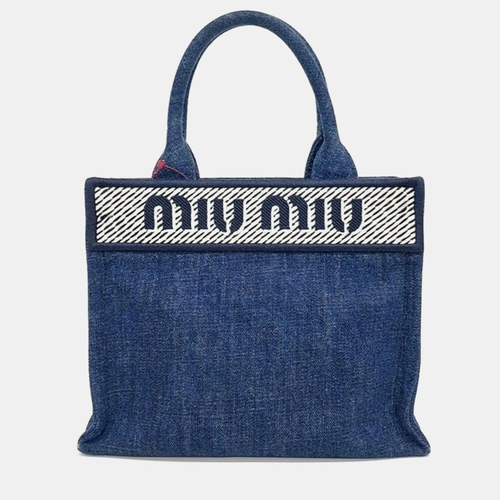 denim logo tote and shoulder bag