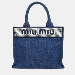 denim logo tote and shoulder bag