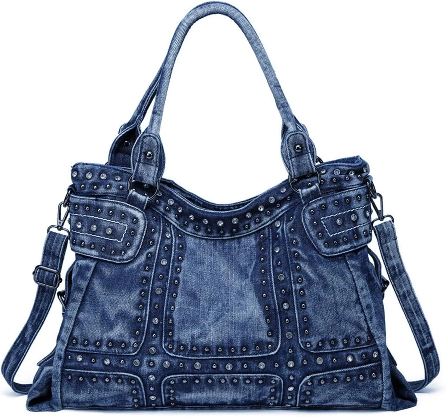 Designer Denim Handbags for Women Hobo Tote Bag Crossbody Denim Purses Blue Jean Shoulder Bag