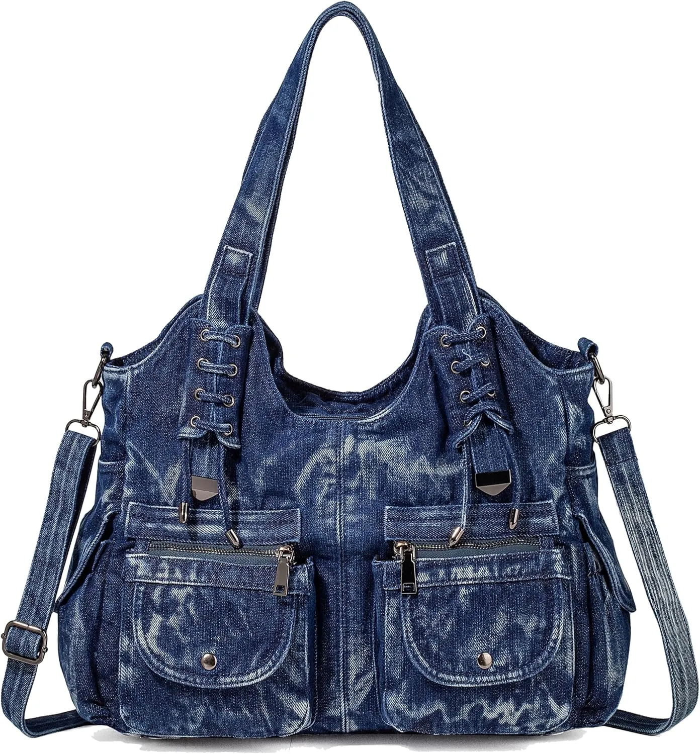 Designer Denim Handbags for Women Hobo Tote Bag Crossbody Denim Purses Blue Jean Shoulder Bag