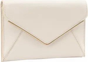 DEXMAY Evening Clutch Handbag for Women Elegant Saffiano PU Leather Envelope Handheld Purse Formal Foldover Dressy Bag